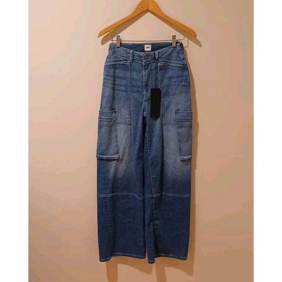 NWT Edwin Denim x Anthropologie Lennox Wide Barrel Cargo Jeans in Savoy Size 26 - Picture 1 of 8